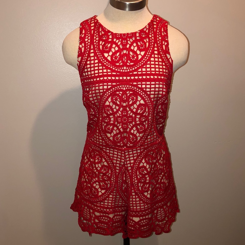 Lavender Brown, Large, Red Romper